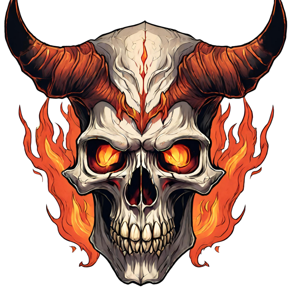 AI generated devil horned skull head png