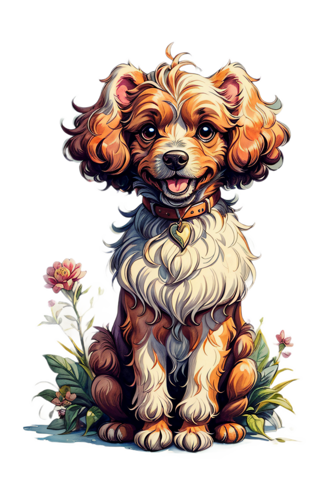 AI generated Happy Puddle Dog Image png