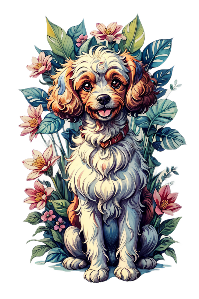 AI generated Happy Puddle Dog Illustration png