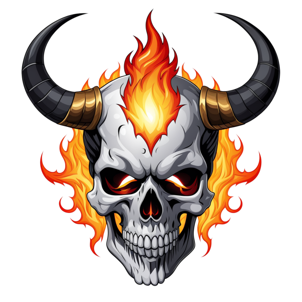AI generated devil horned skull head png
