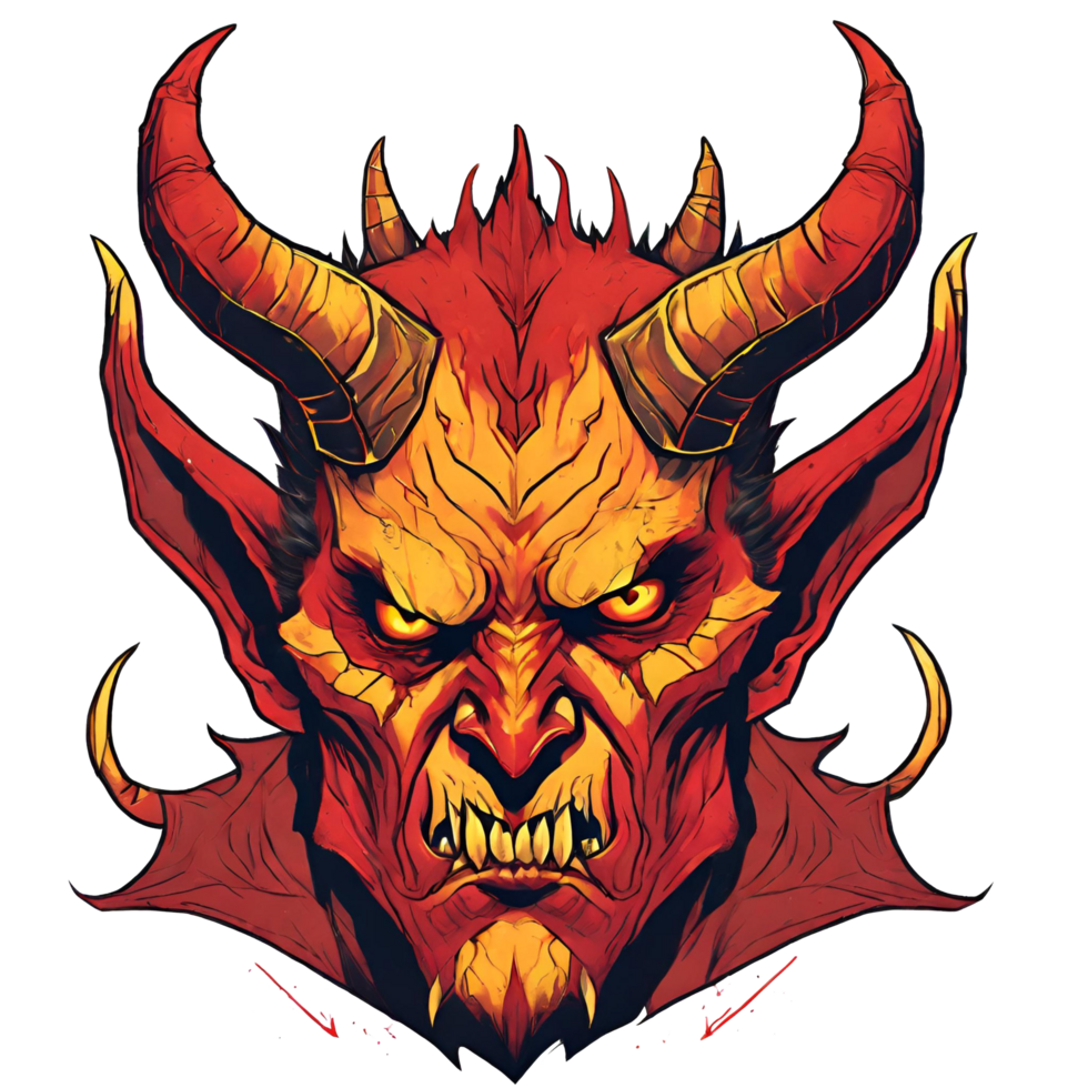 AI generated illustration of a horned devil's face png