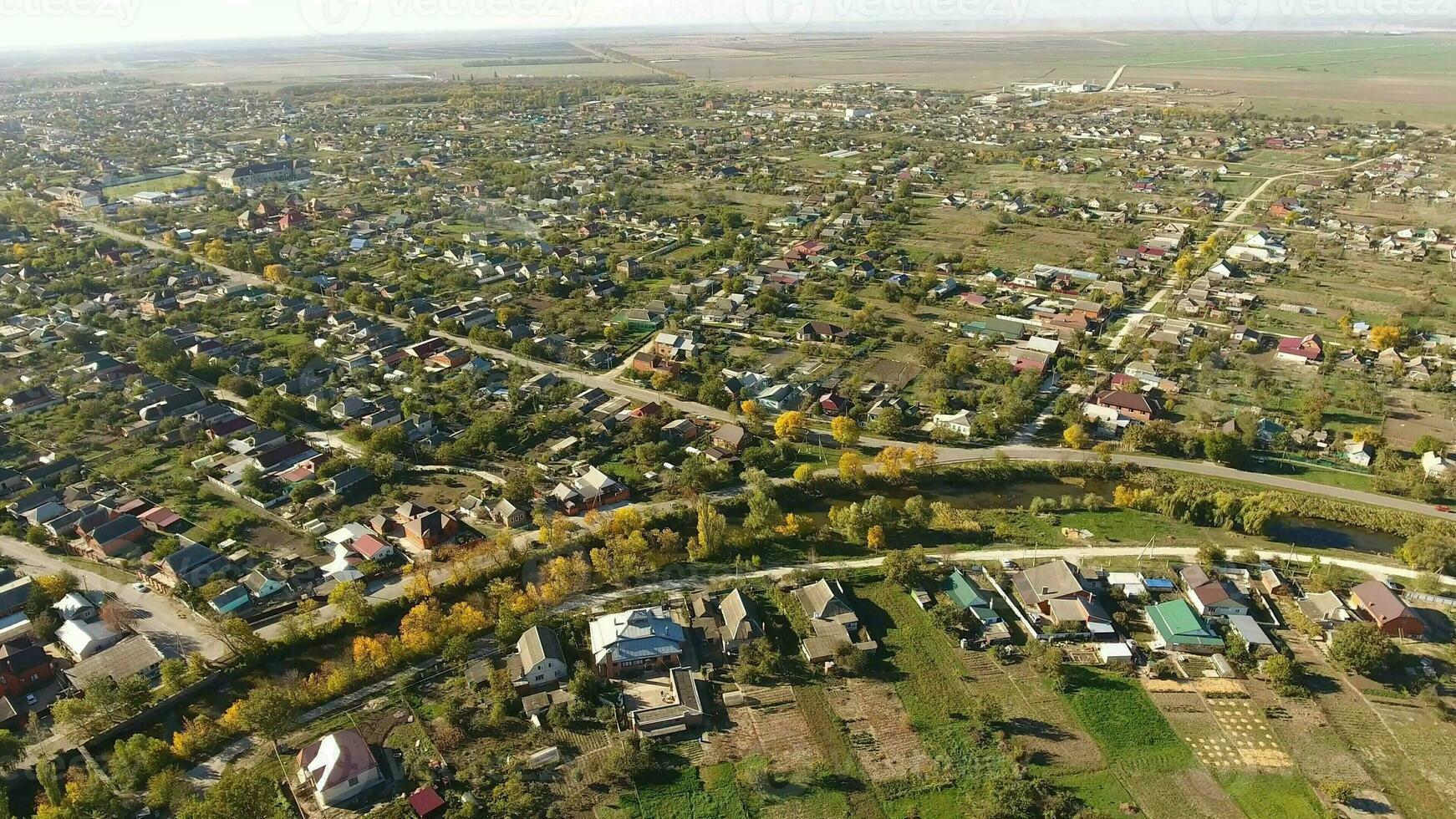 Top view of the village. The village of Poltavskaya. photo