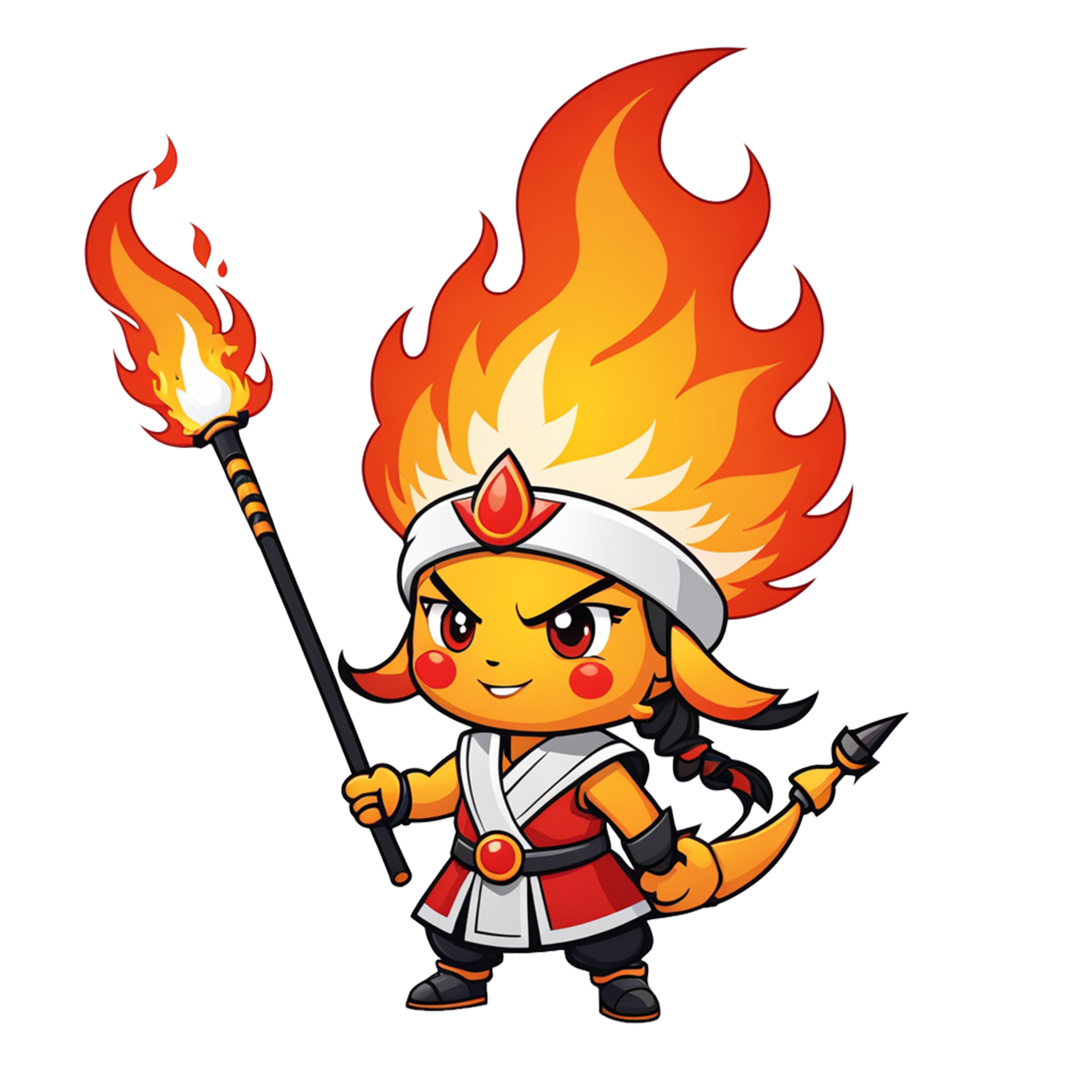 illustration of a character holding a fire stick 36116131 PNG