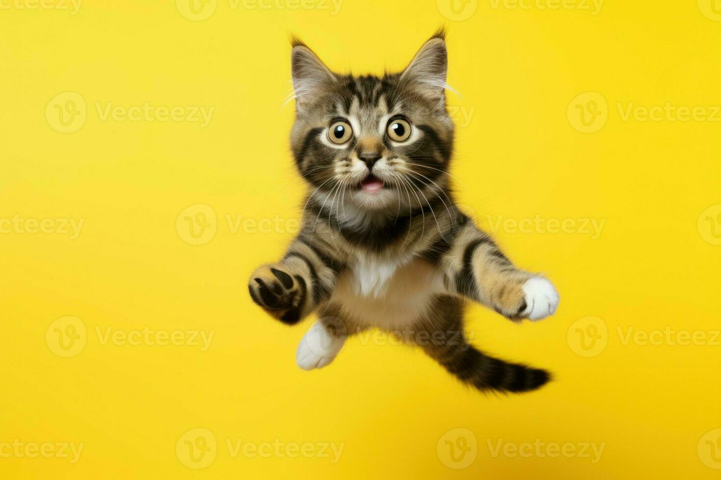 AI generated Playful Jumping cat background. Generate Ai photo
