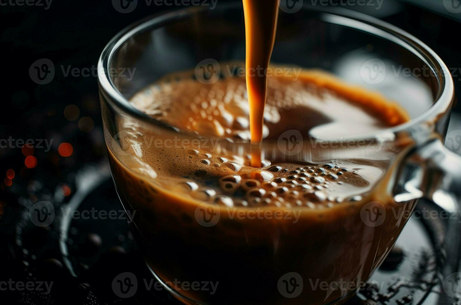 AI generated Velvety Espresso foam cup shot. Generate Ai photo