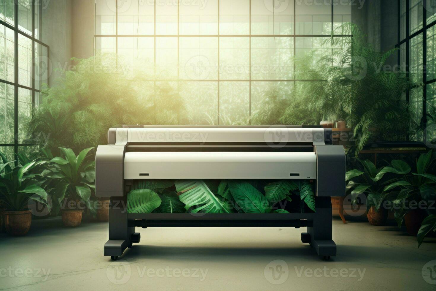 AI generated High-resolution Large format printer mockup. Generate Ai photo