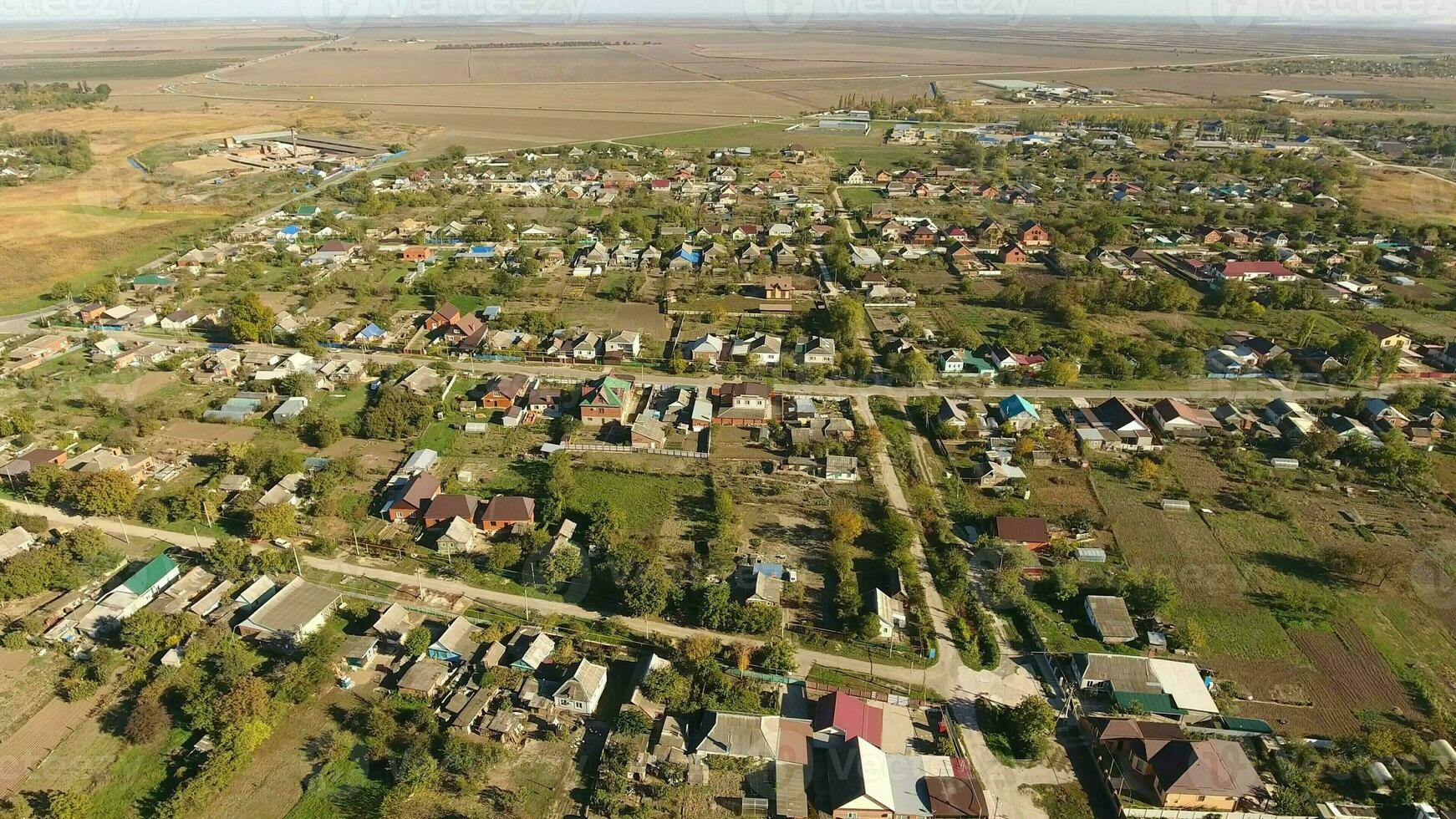 Top view of the village. The village of Poltavskaya. photo