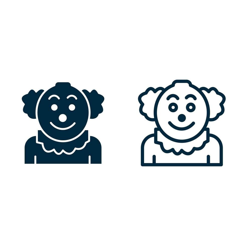 Clown flat and line icon. Vector illustration, symbol logo design style