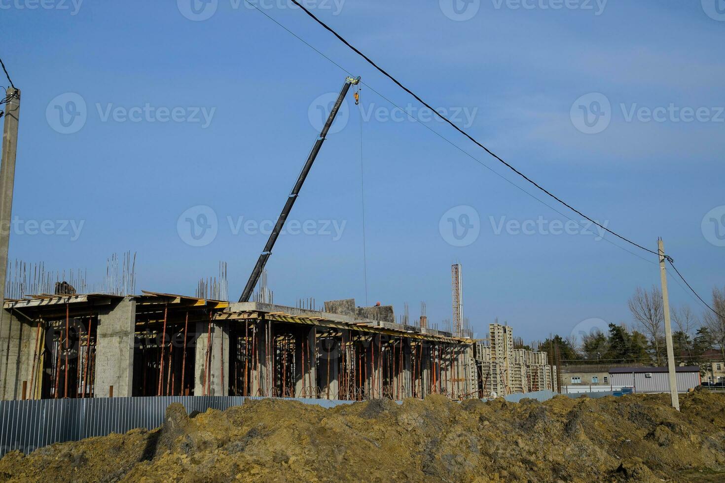 Construction of a residential building, reinforced concrete structures photo