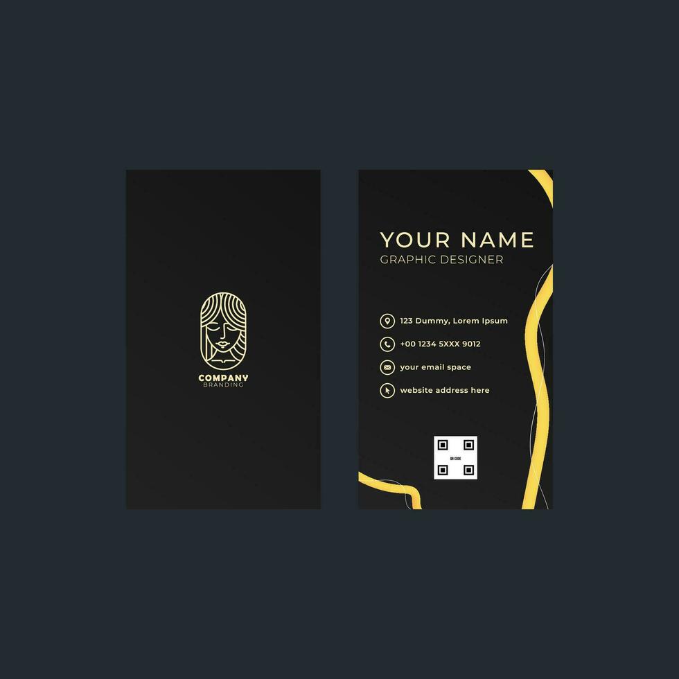 black luxury vertical business card template design with beauty theme and logo vector