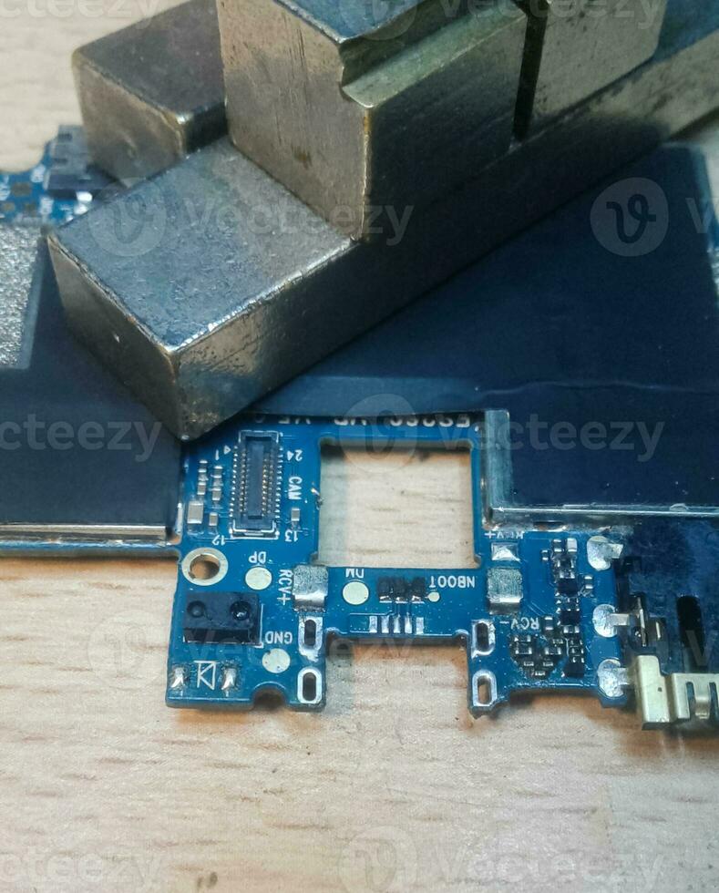 Mini USB connector soldered on board photo