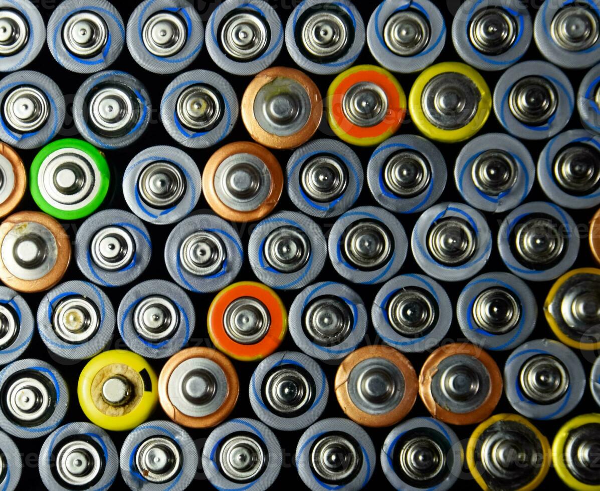 Salt and alkaline batteries, source of energy for portable technology. AAA and AA batteries photo