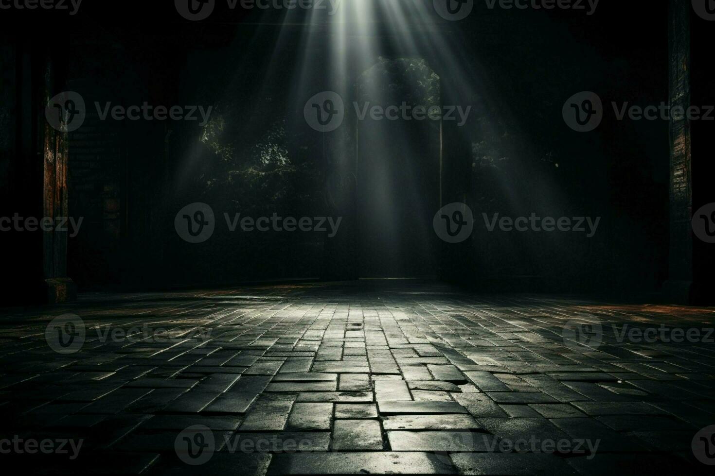 AI generated Spooky scene Mysterious Halloween atmosphere with chilling wooden planks backdrop AI Generated photo