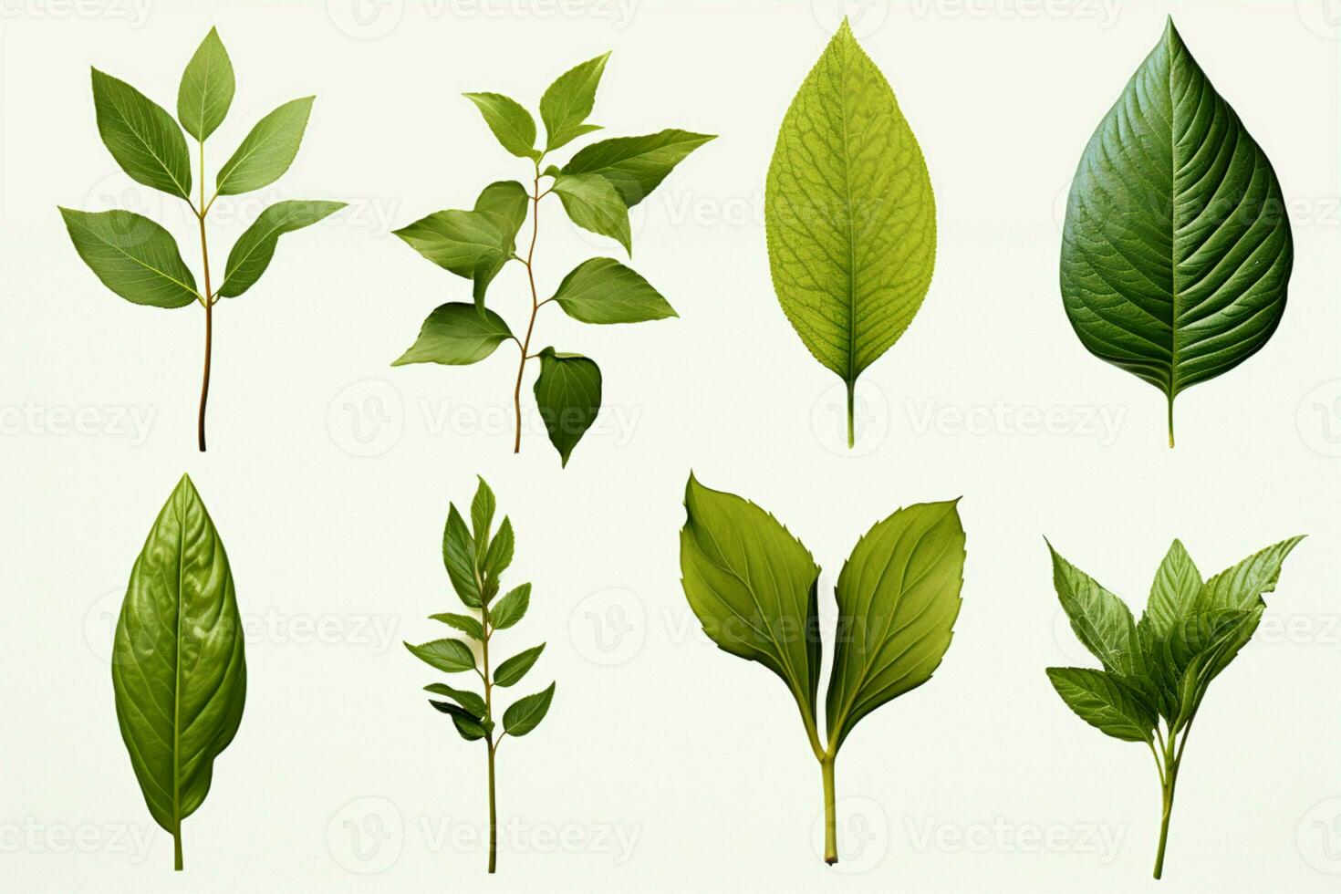 AI generated Crisp and clean Basil leaves set against a pristine white background AI Generated photo