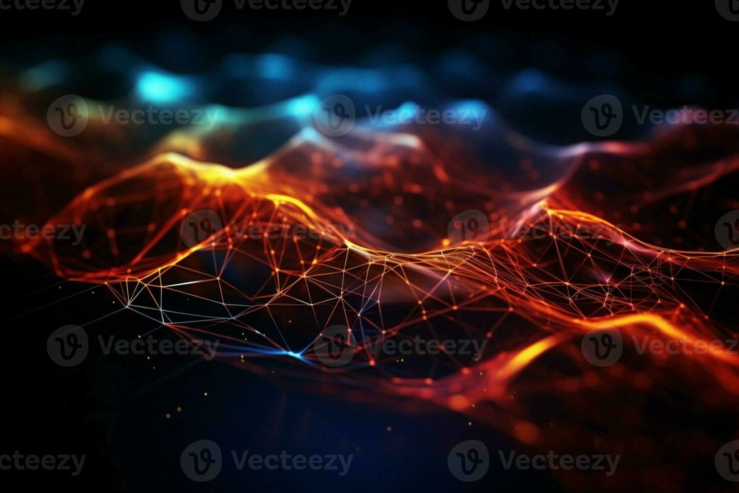 AI generated Futuristic digital art style tech background with intricate wire mesh photo