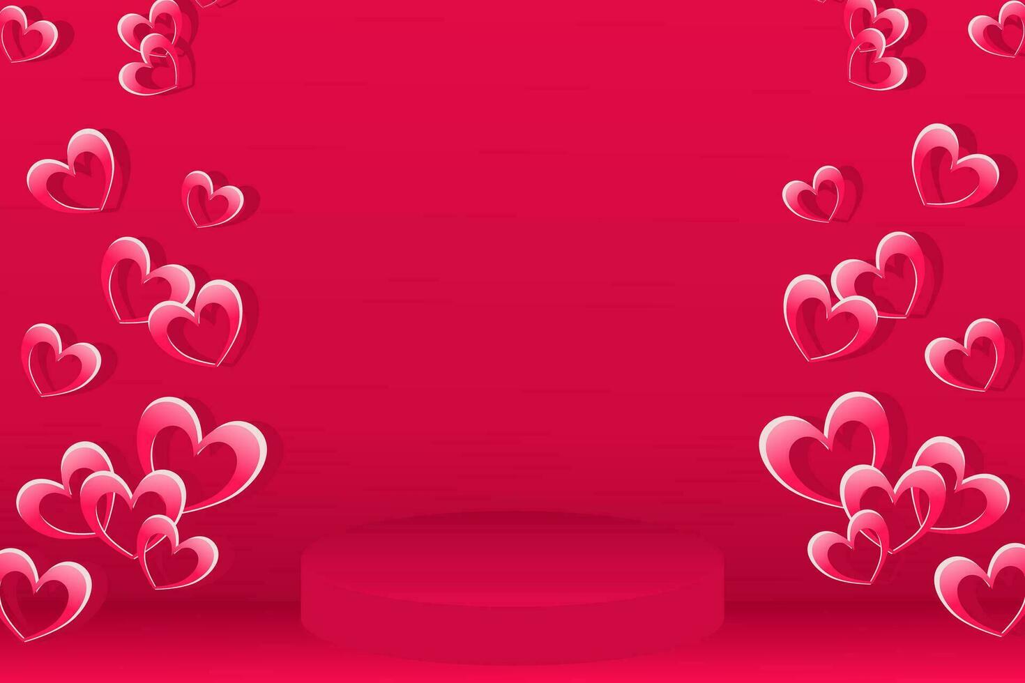 Valentines Day background with pink hearts for sales advertise 3d banner vector illustration.