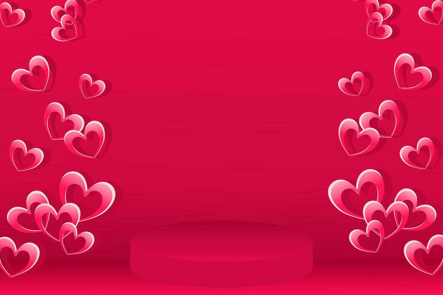 Valentines Day background with pink hearts for sales advertise 3d banner vector illustration.