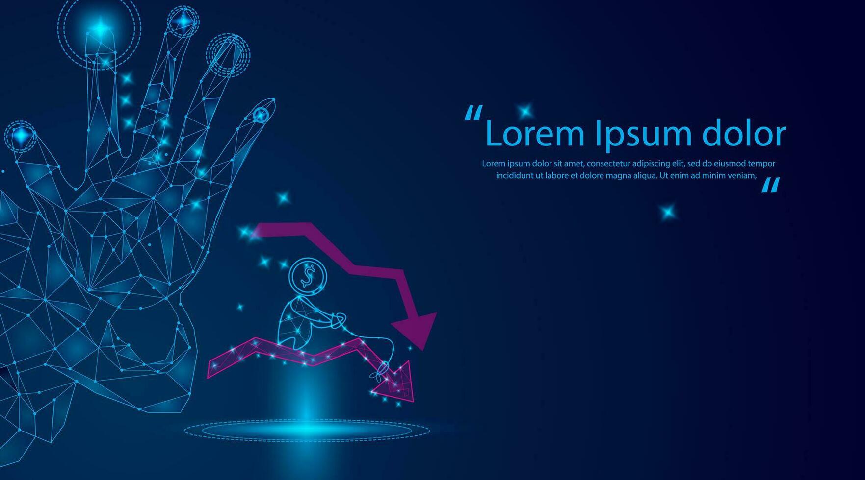 Abstract connected dots and lines chart hand background for Business finance, stock, market, forex trading, and bitcoin chart investment concept background. downtrend and bearish. Vector illustration