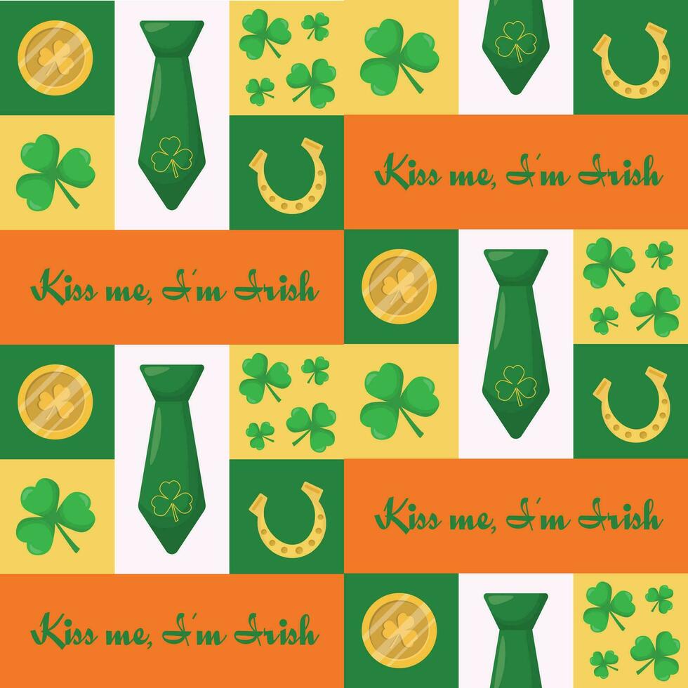 Seamless pattern for St. Patrick's Day.  Modern cute background. Vector illustration