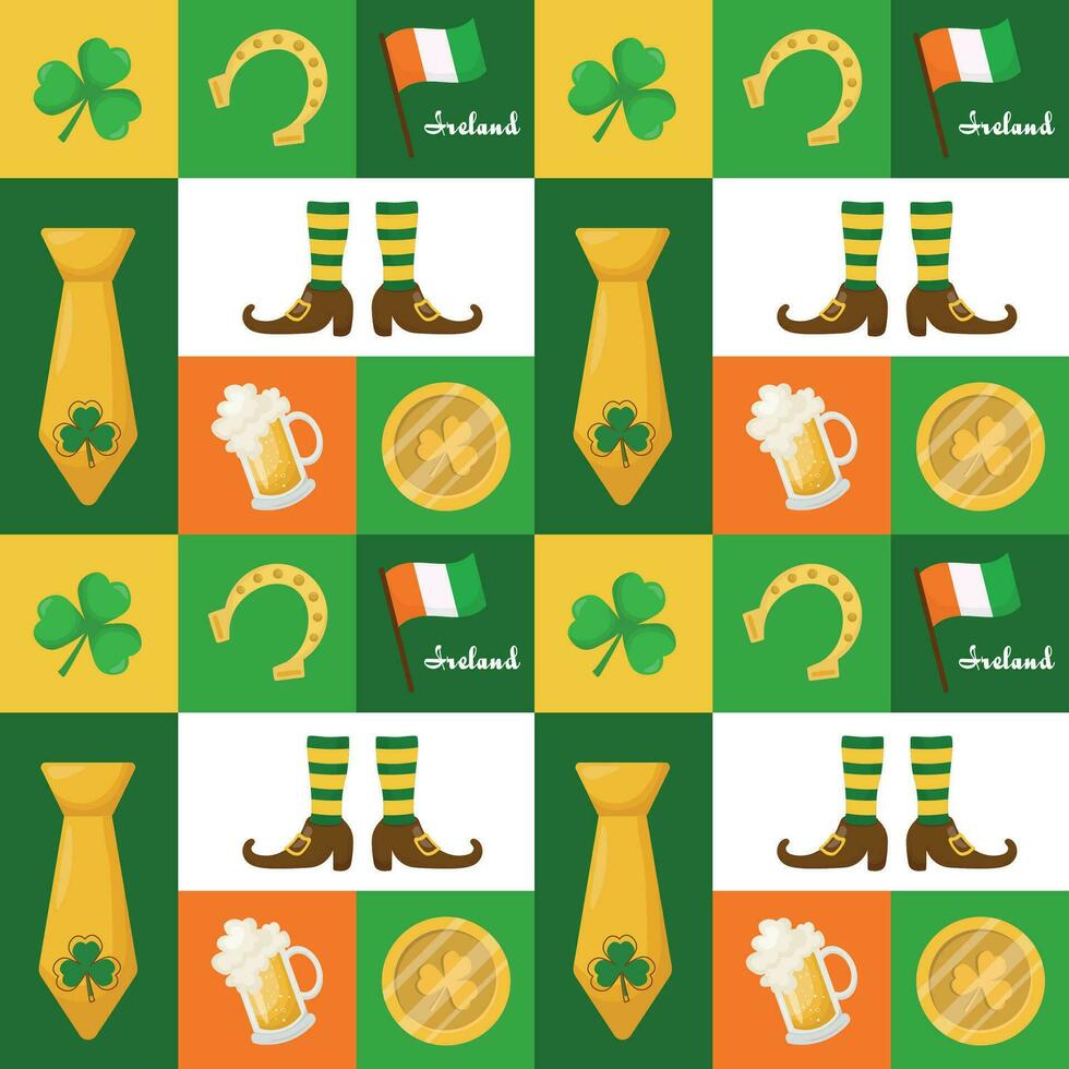 Seamless pattern for St. Patrick's Day.  Modern cute background. Vector illustration