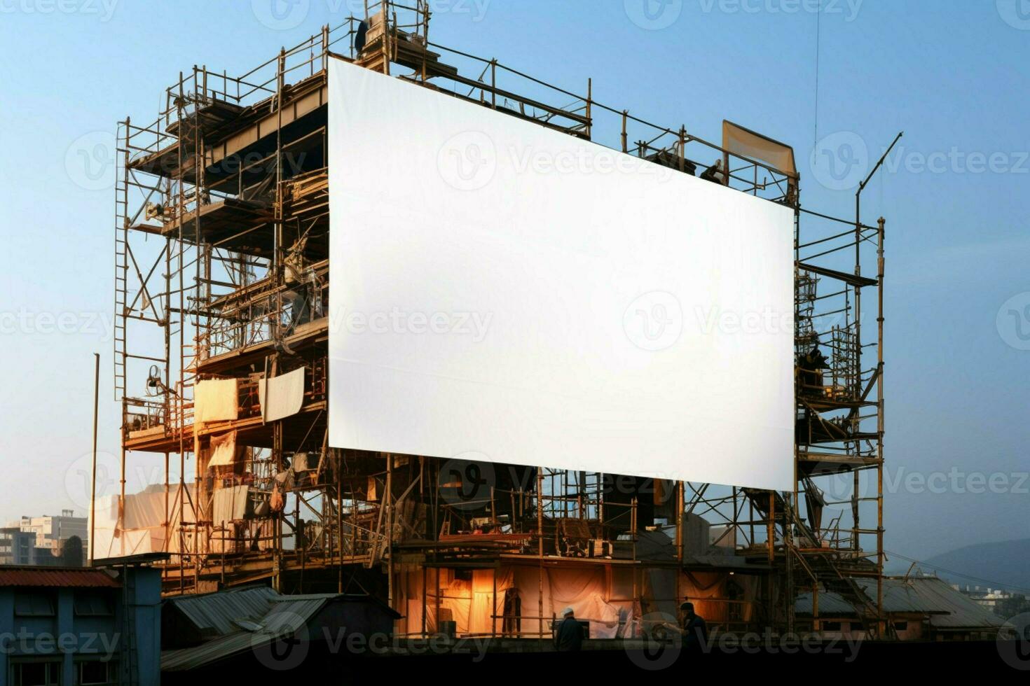 AI generated Project planning perfection Scaffold and building mock up in a construction setting AI Generated photo