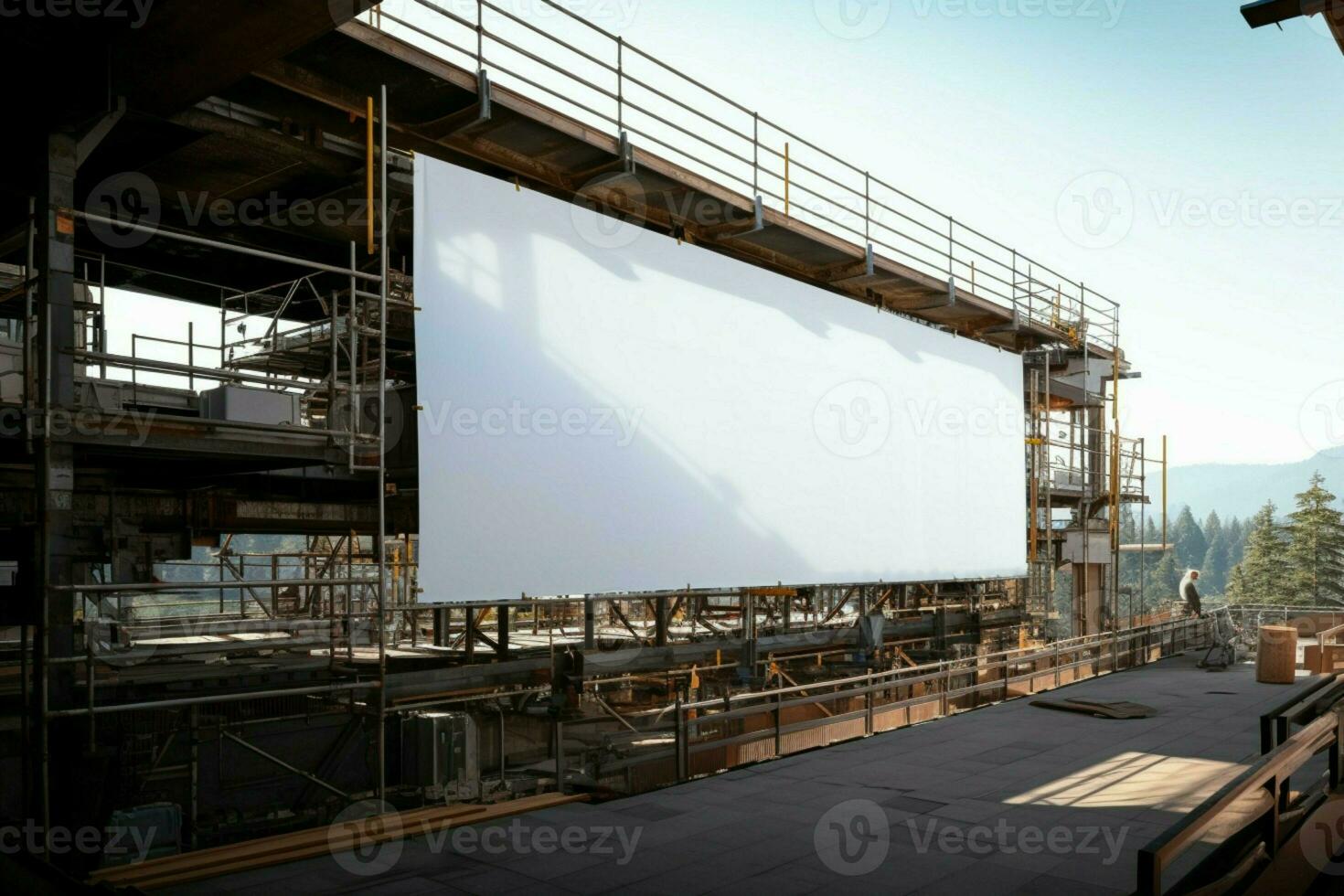 AI generated Project planning perfection Scaffold and building mock up in a construction setting AI Generated photo