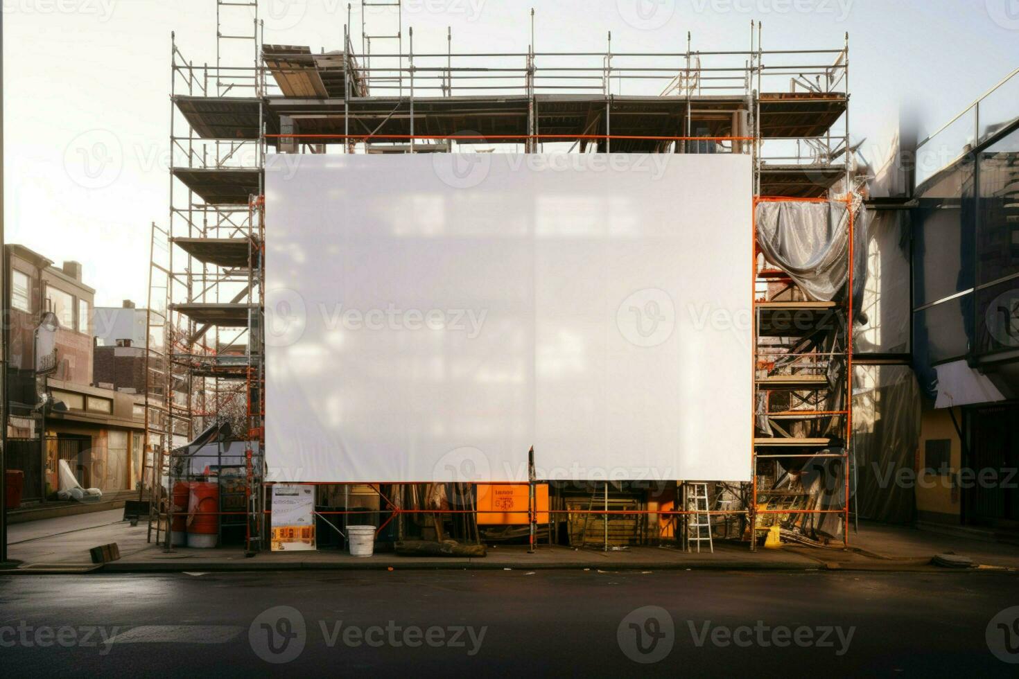 AI generated Construction visualization Scaffold and building mock up for efficient project planning AI Generated photo