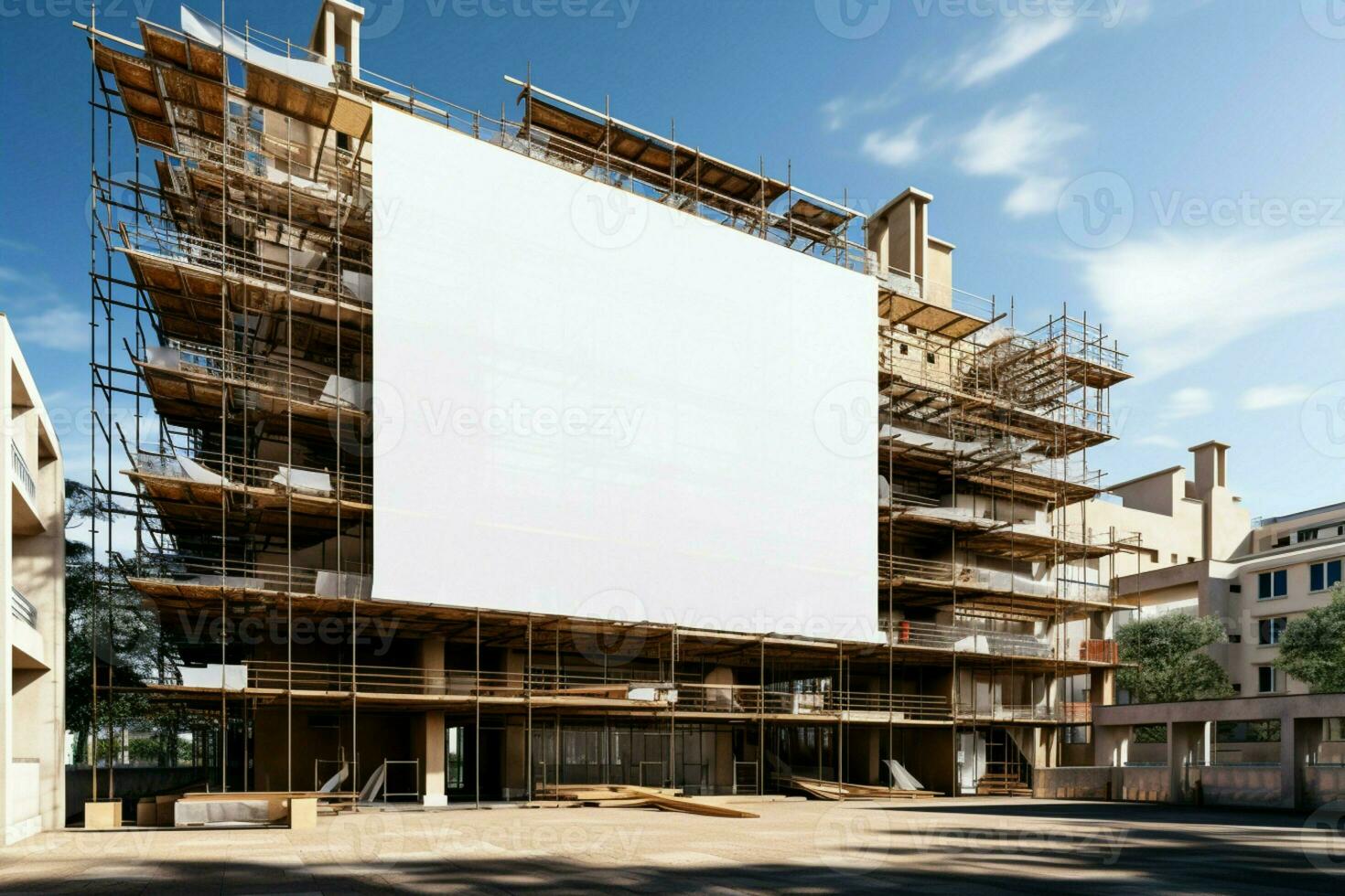 AI generated Construction visualization Scaffold and building mock up for efficient project planning AI Generated photo