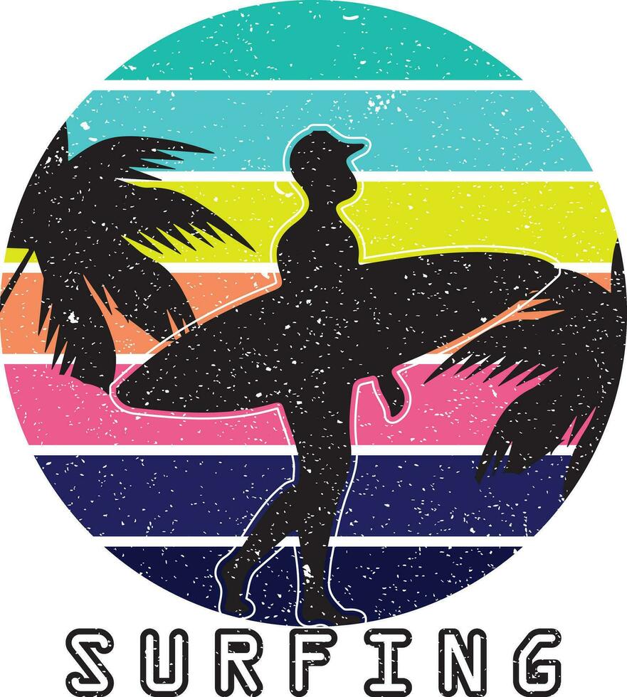 Summer Surfing Vector Art Design