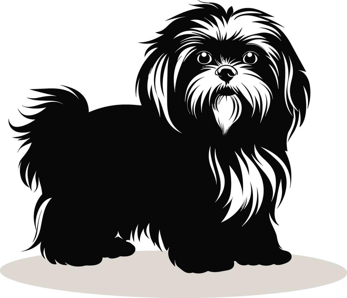 silhouette character shih tzu dog, cute logo. vector
