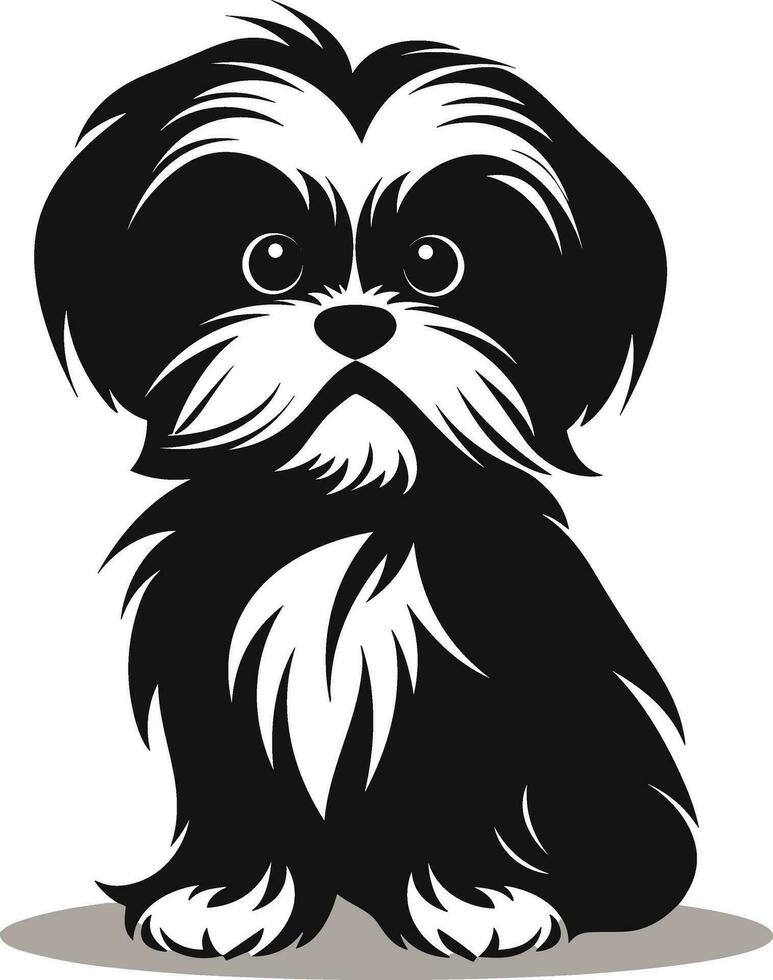 silhouette character shih tzu dog, cute logo. vector