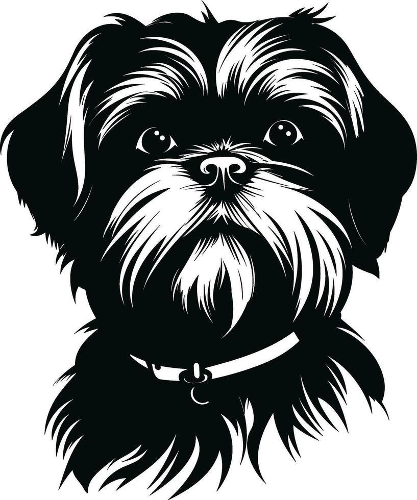 silhouette character shih tzu dog, cute logo. vector