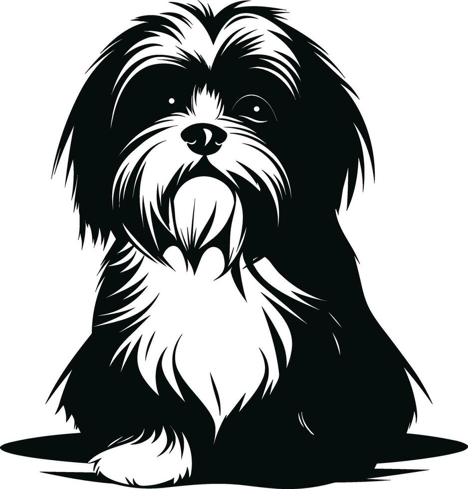 silhouette character shih tzu dog, cute logo. vector