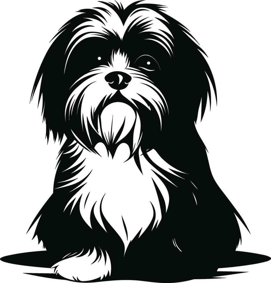 silueta personaje shih tzu perro, linda logo. vector