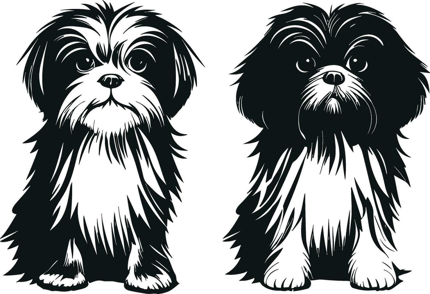 silhouette character shih tzu dog, cute logo. vector