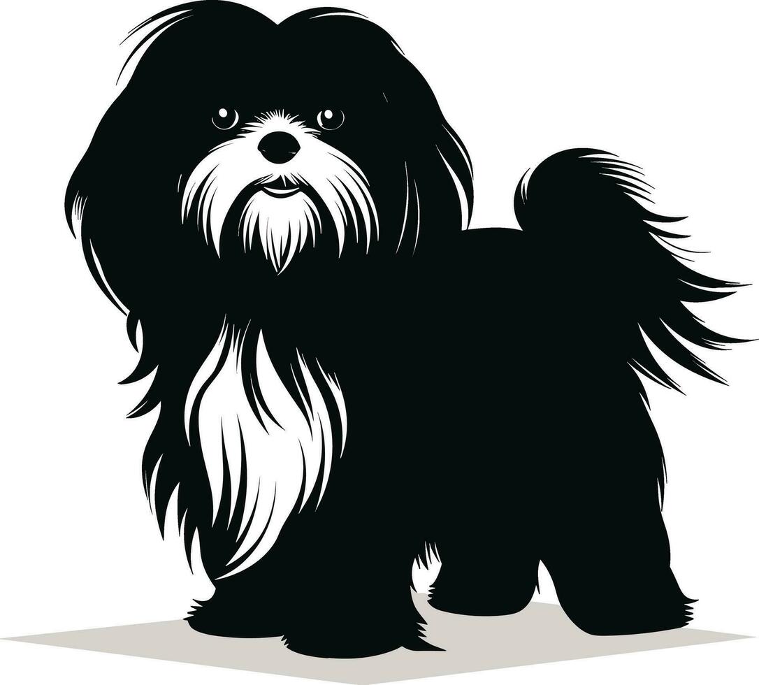 silhouette character shih tzu dog, cute logo. vector