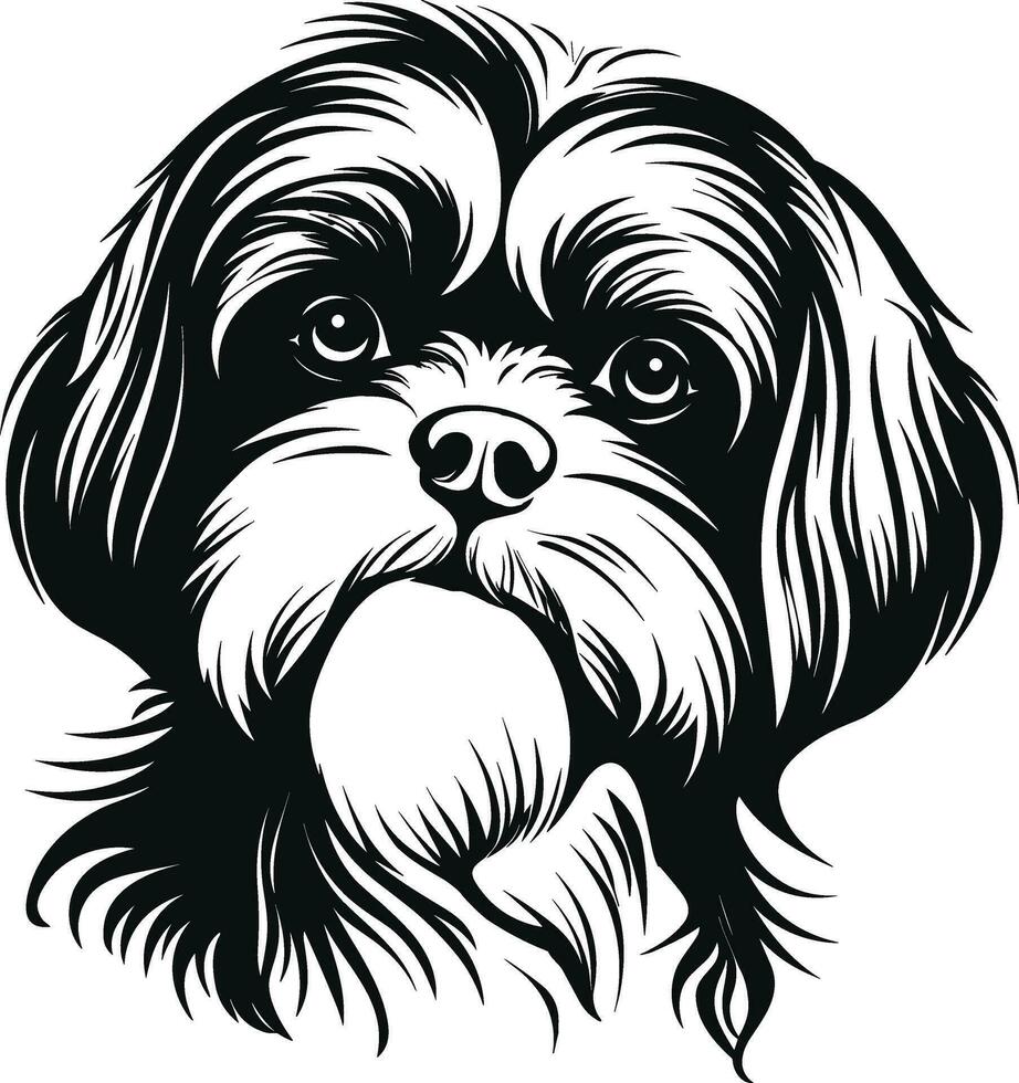 silhouette character shih tzu dog, cute logo. vector