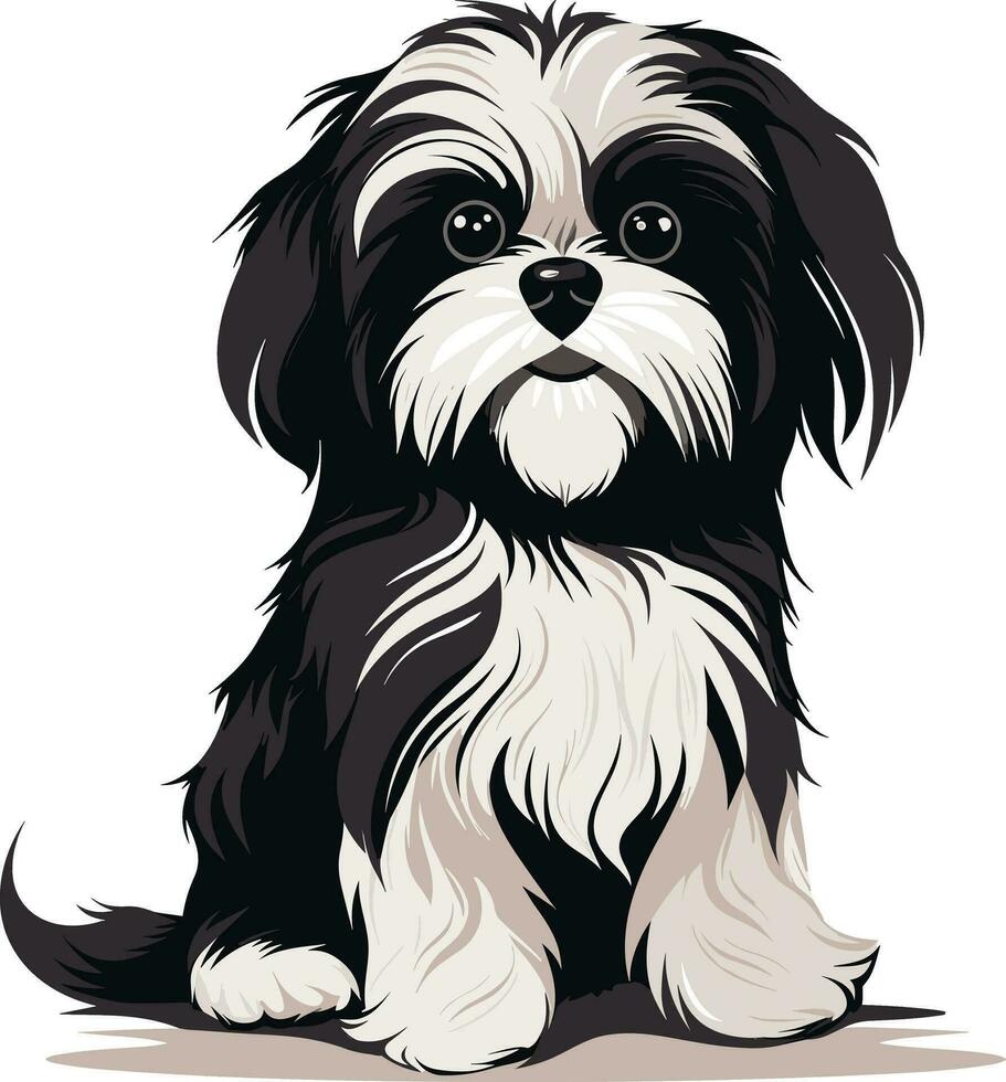 silhouette character shih tzu dog, cute logo. vector