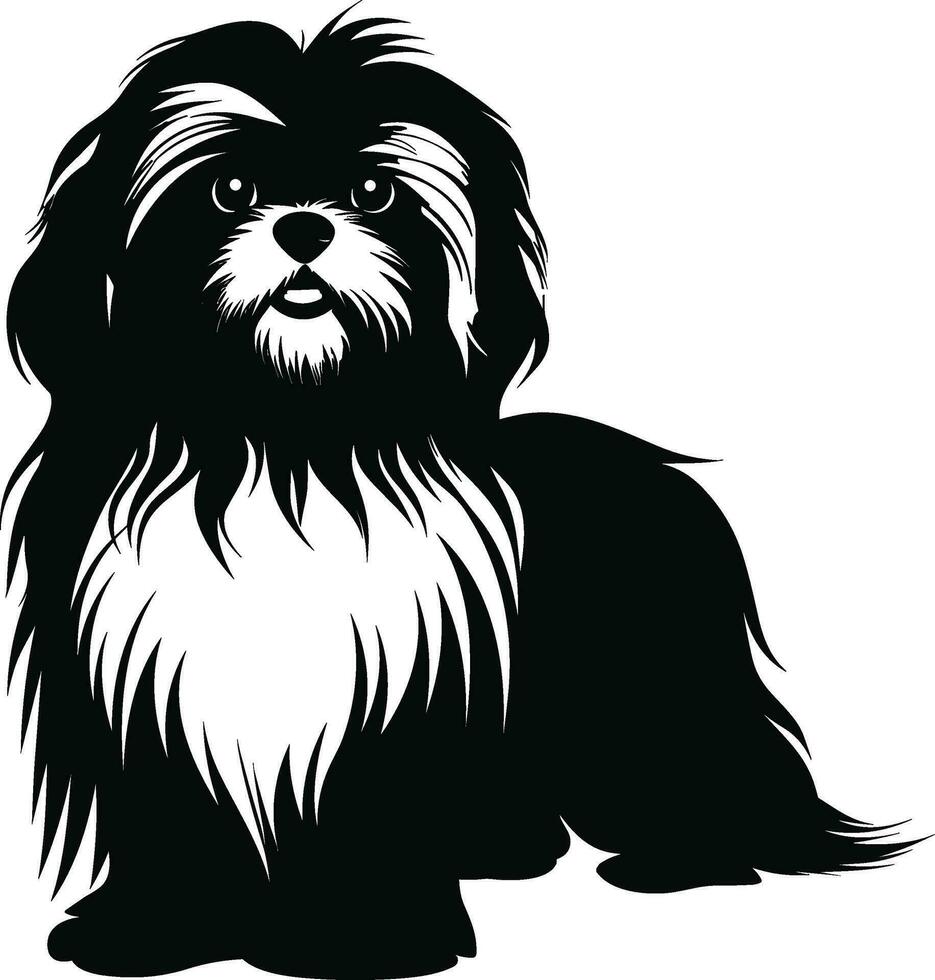 silhouette character shih tzu dog, cute logo. vector