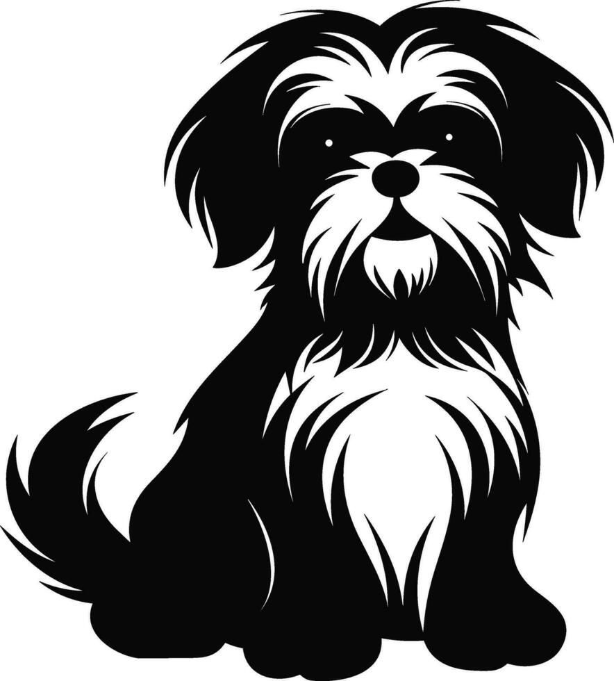 silhouette character shih tzu dog, cute logo. vector
