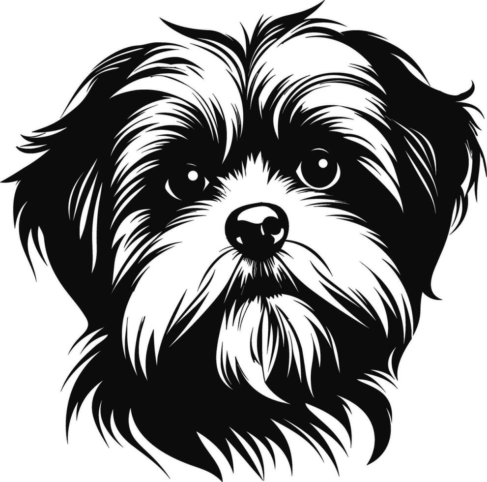 silhouette character shih tzu dog, cute logo. vector