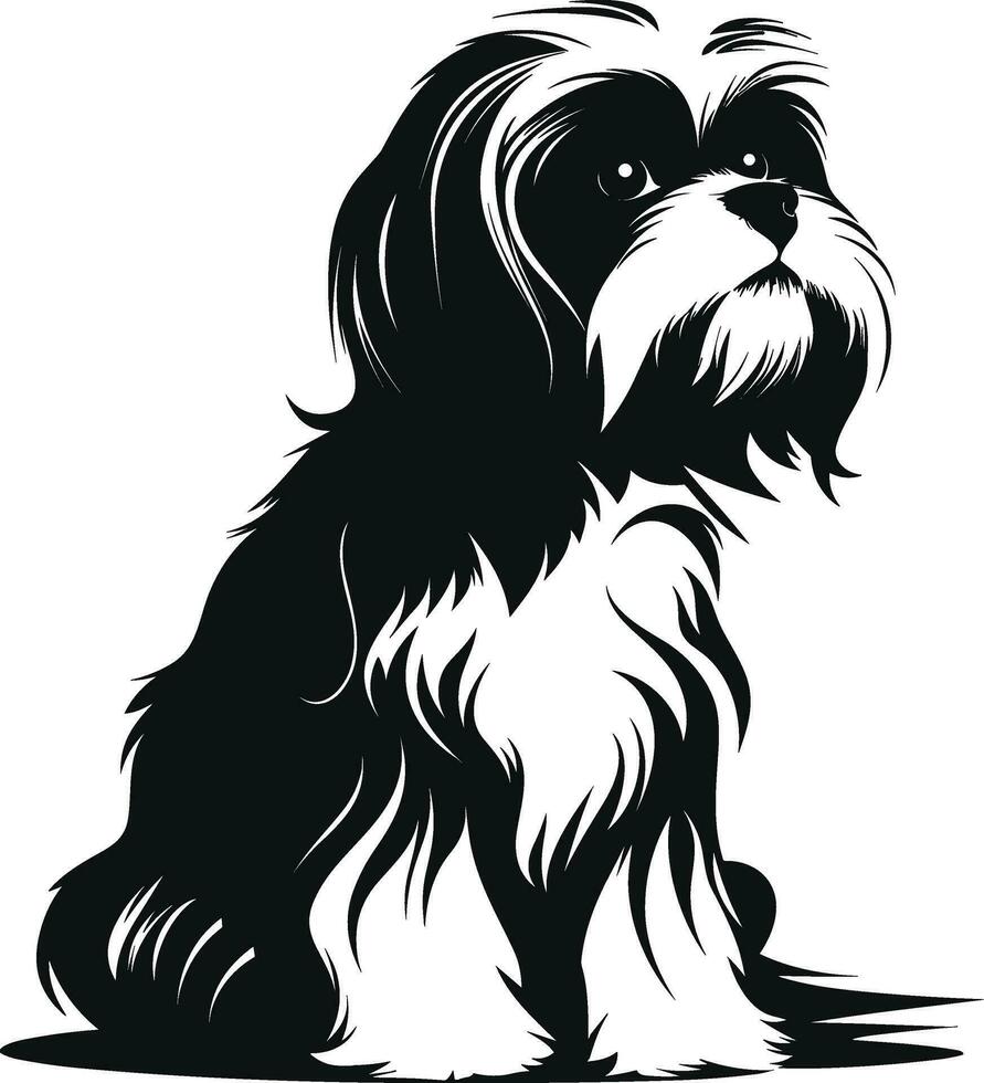 silhouette character shih tzu dog, cute logo. vector