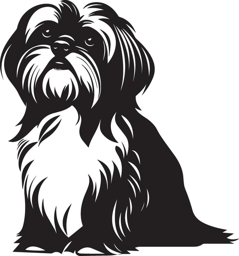 silhouette character shih tzu dog, cute logo. vector