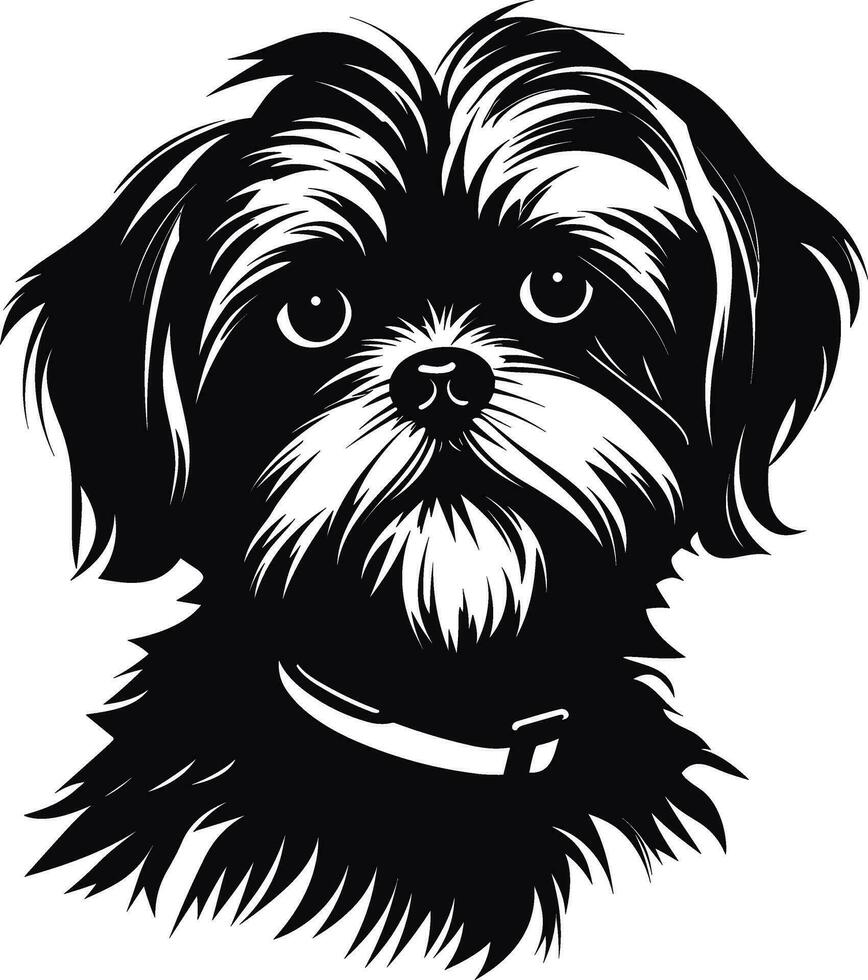 silhouette character shih tzu dog, cute logo. vector