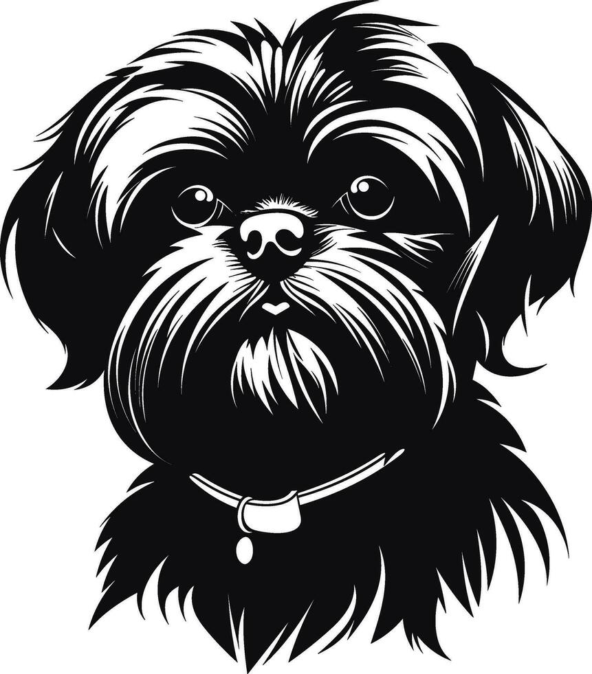 silhouette character shih tzu dog, cute logo. vector