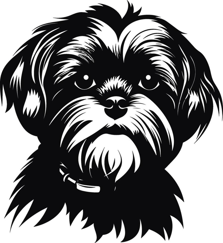 silhouette character shih tzu dog, cute logo. vector