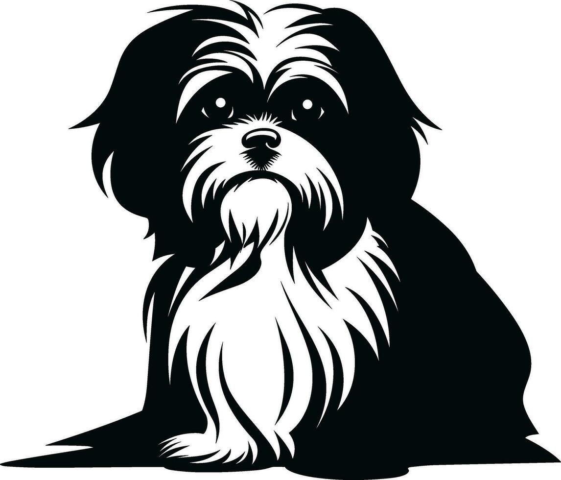 silhouette character shih tzu dog, cute logo. vector