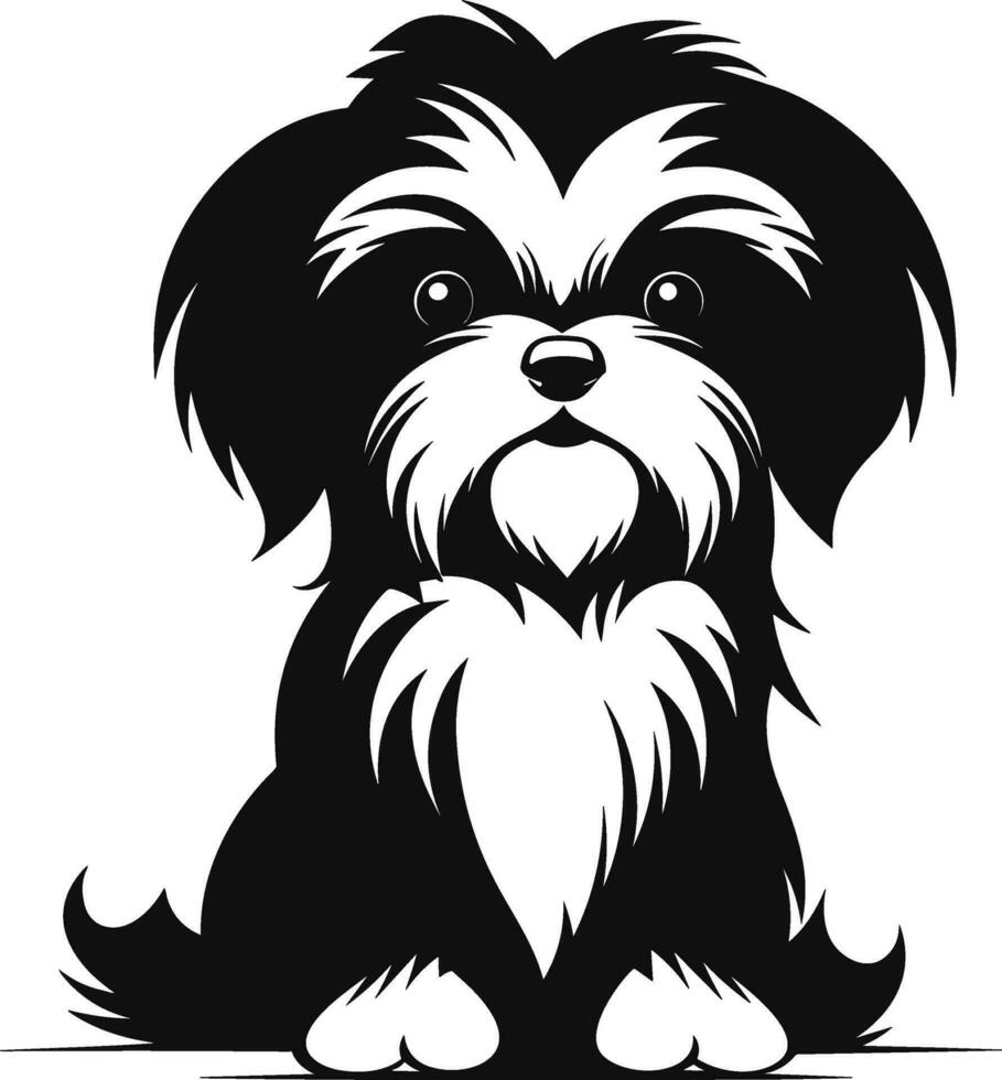 silhouette character shih tzu dog, cute logo. vector