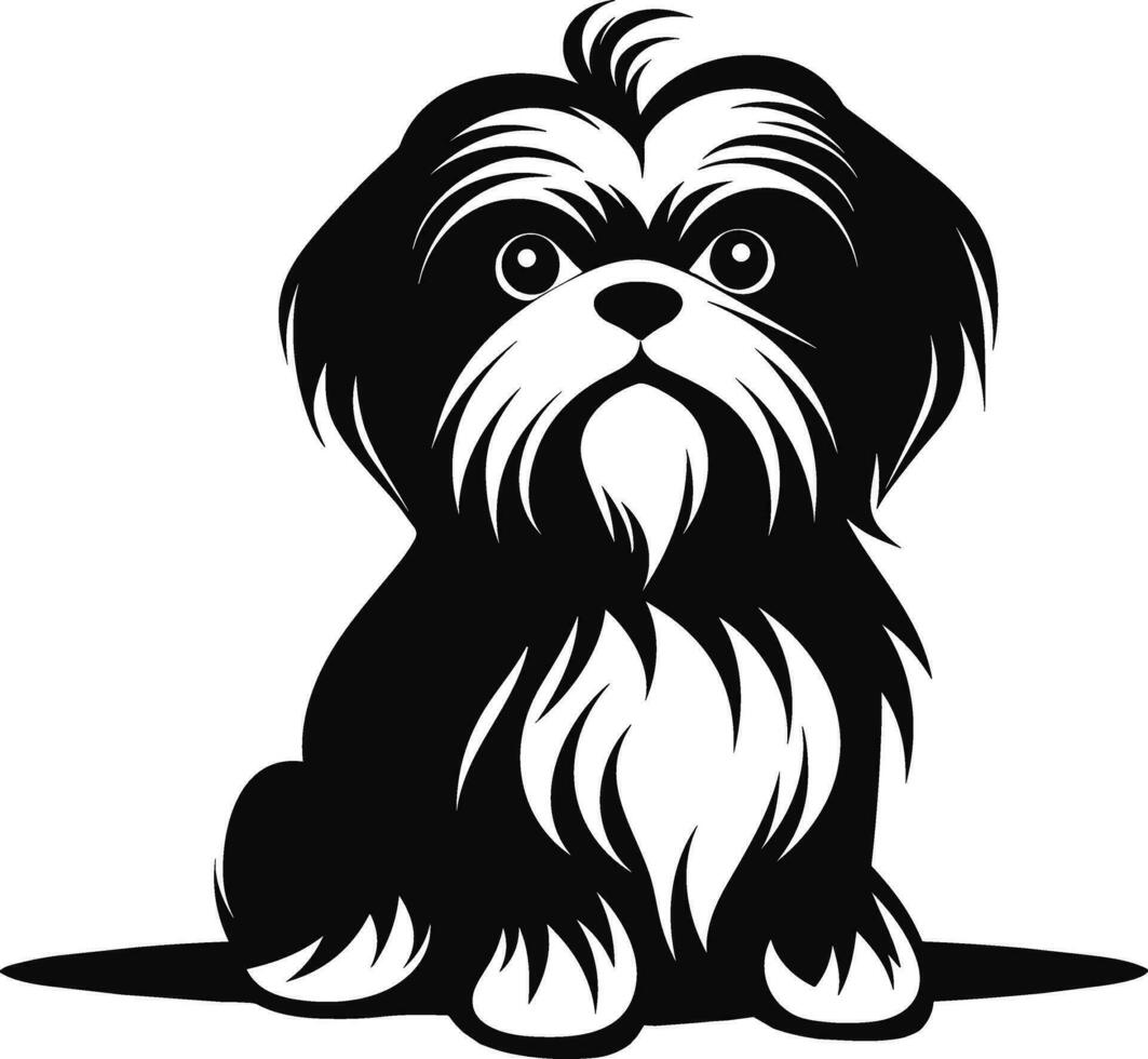 silhouette character shih tzu dog, cute logo. vector