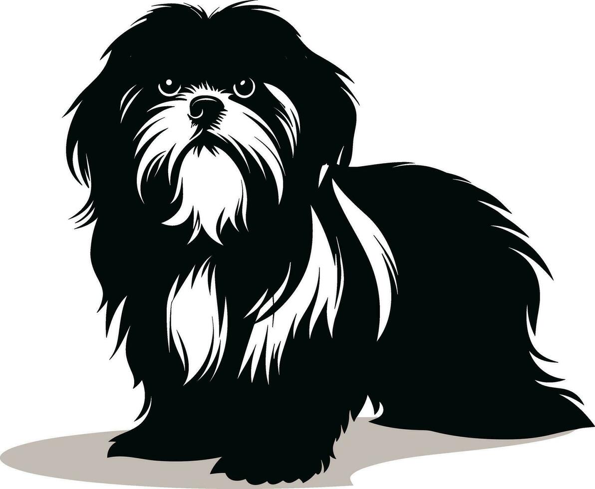 silhouette character shih tzu dog, cute logo. vector